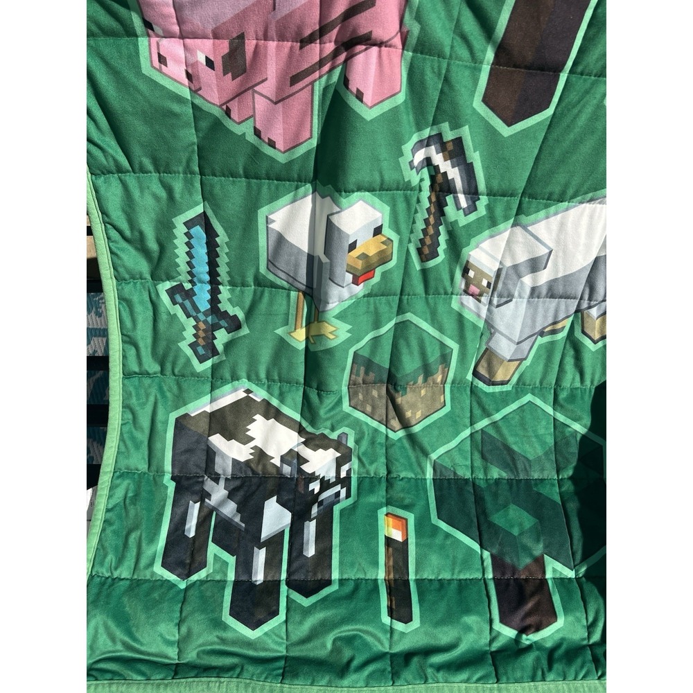 Minecraft 3 lb Weighted Blanket 34x45 Kids Child Size Plush Green Throw - Picture 7 of 11